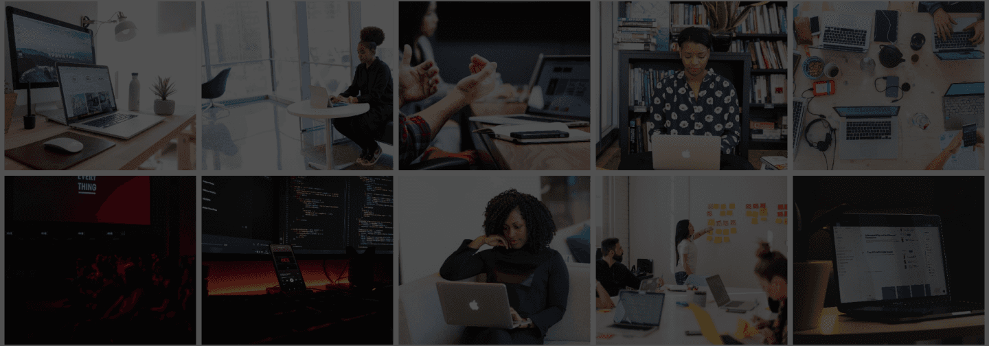Photo gallery with multiple pixtures of people working