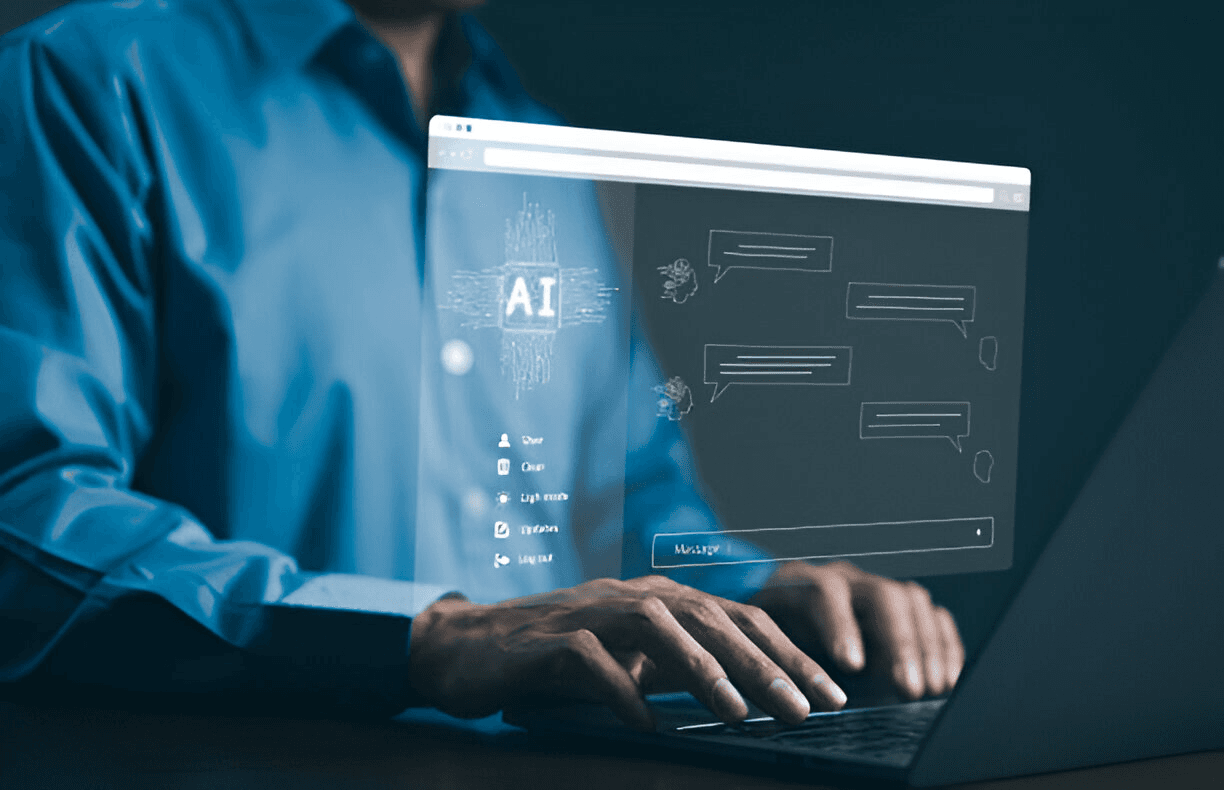 Man working with AI